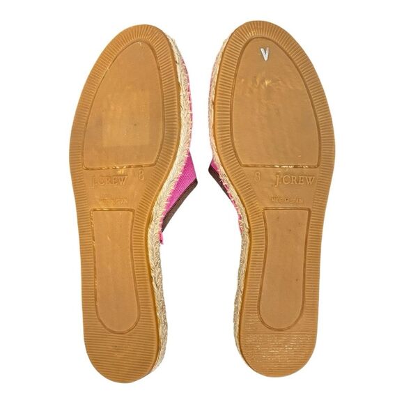 J. Crew Hot Pink Canvas Slip On Mules with Embroidered Palm Trees Sz 8 - Picture 6 of 9